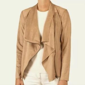 MOTE Women's Size Large Moto Jacket, Zipper Closure,  Drape Collar in Kh…